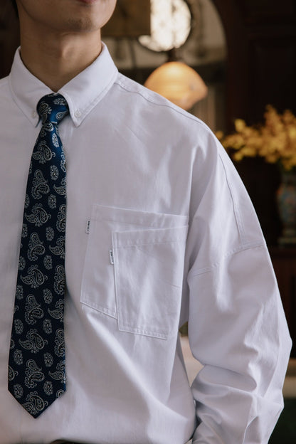 GROCERY ST - 019 DOUBLE POCKET OVERSIZED OXFORD SHIRT/ WHITE - GROGROCERY