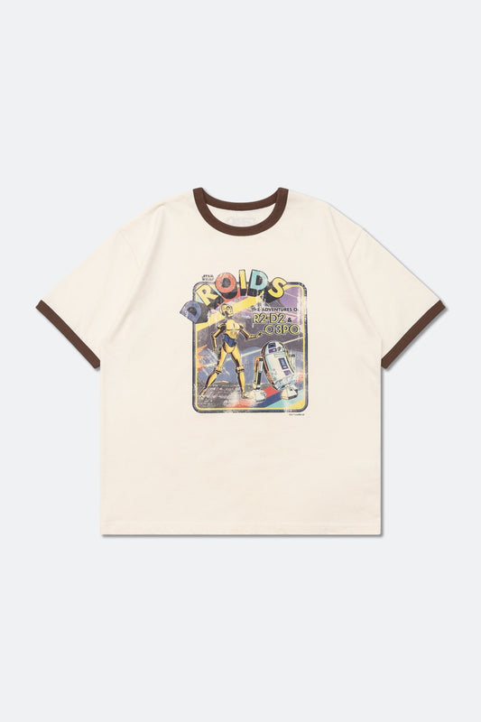 GROCERY STAR WARS THE DROIDS VINTAGE RINGER TEE/ BROWN AND IVORY - GROGROCERY