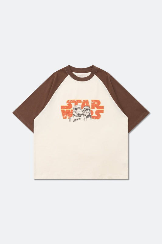 GROCERY STAR WARS VINTAGE STORMTROOPERS RAGLAN TEE/ DARK BROWN AND IVORY - GROGROCERY