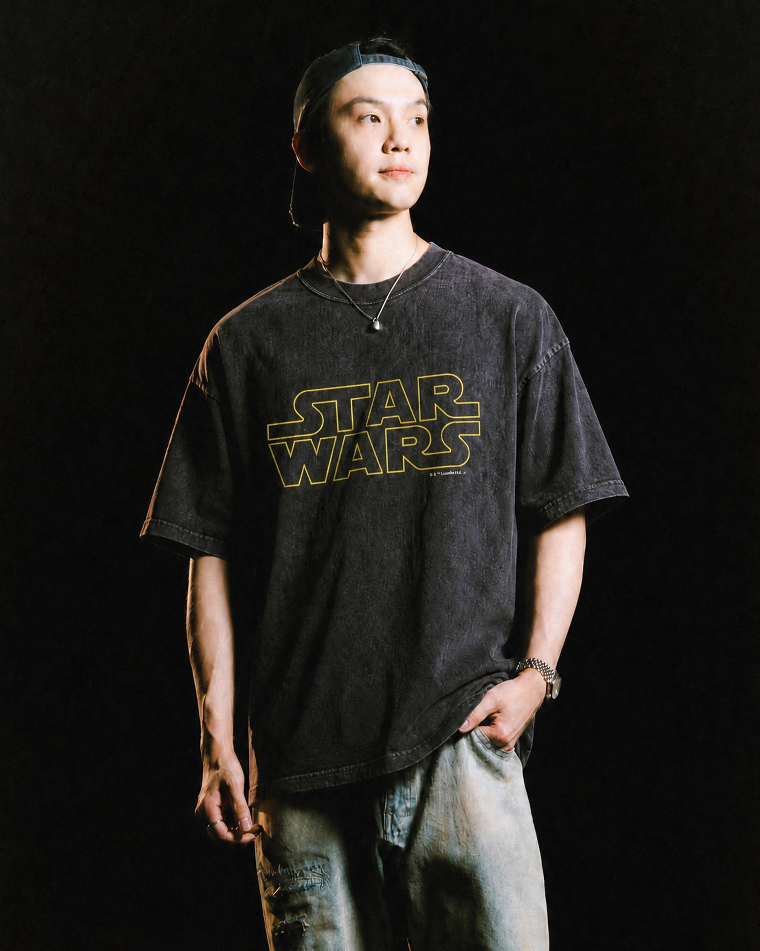 GROCERY STAR WARS WASHED LOGO INVOICE TEE/ WASHED CHARCOAL - GROGROCERY