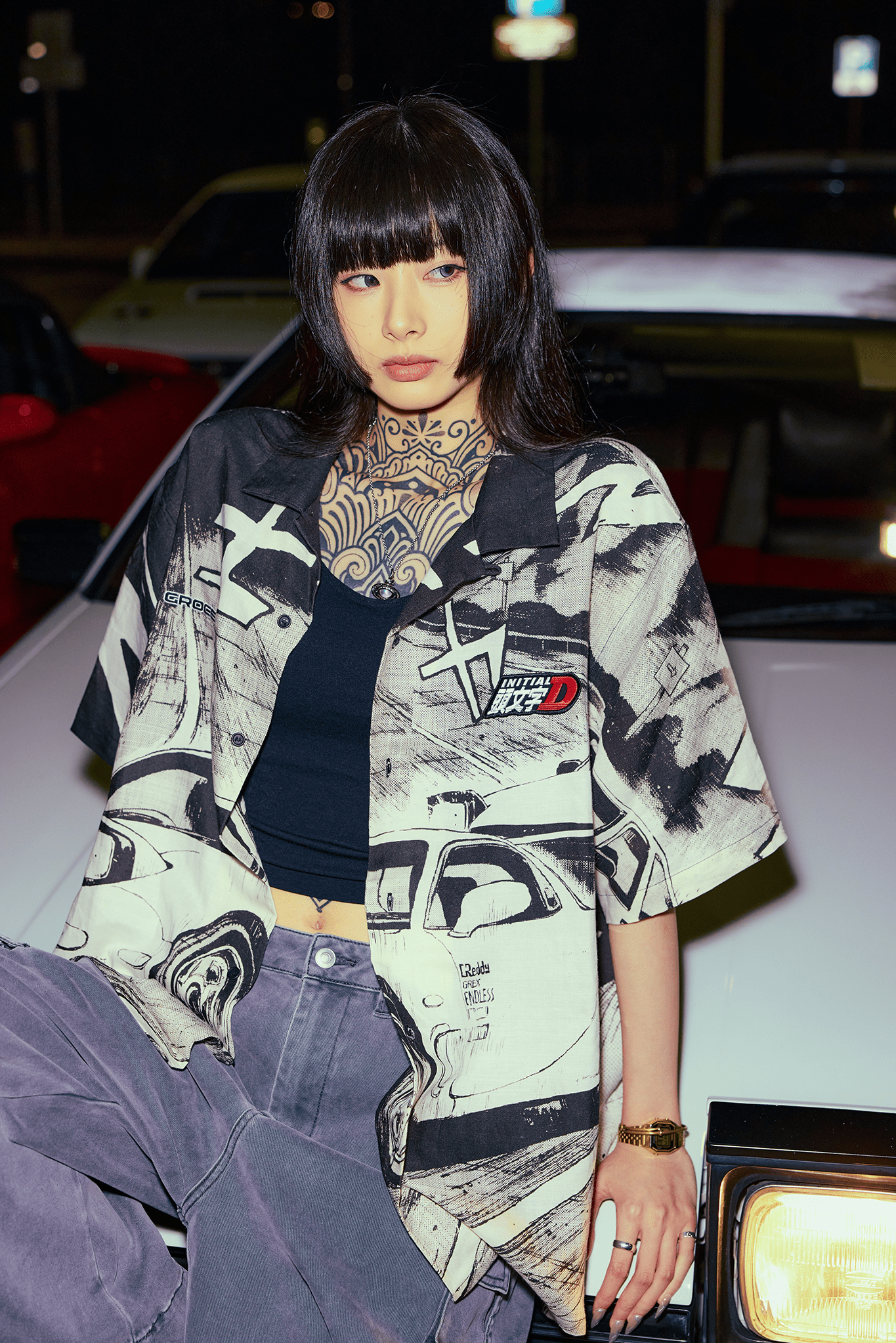 GROCERY | TARMAC | INITIAL D 86 vs FD SHORT SLEEVE SHIRT/ BLACK - GROGROCERY