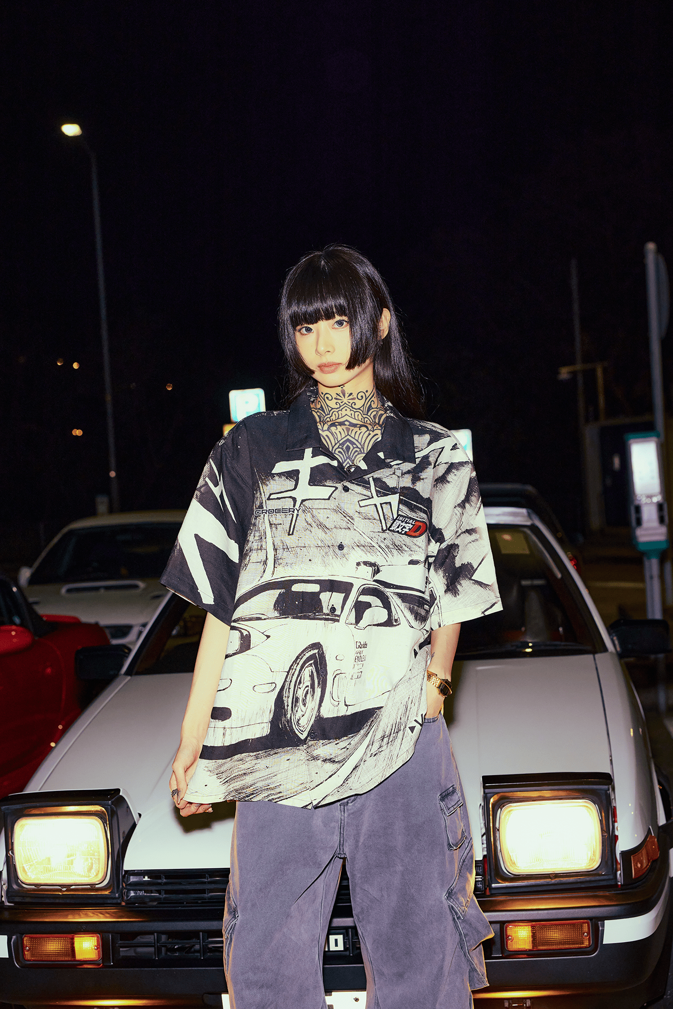 GROCERY | TARMAC | INITIAL D 86 vs FD SHORT SLEEVE SHIRT/ BLACK - GROGROCERY
