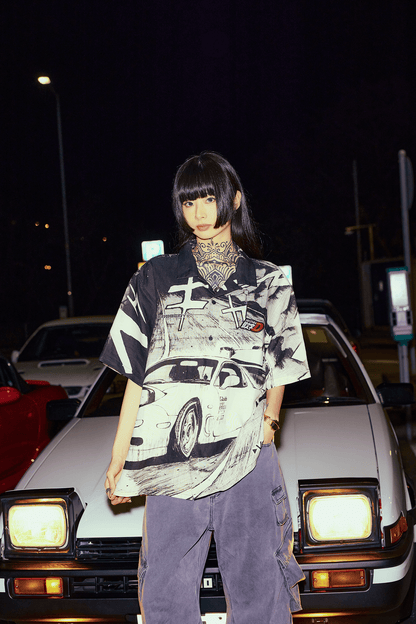 GROCERY | TARMAC | INITIAL D 86 vs FD SHORT SLEEVE SHIRT/ BLACK - GROGROCERY
