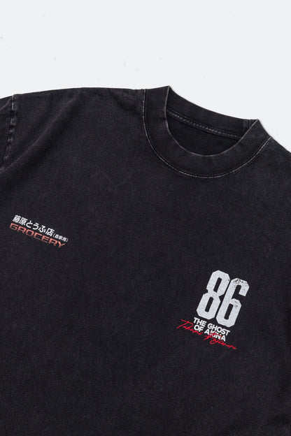 GROCERY | TARMAC | INITIAL D 86 vs FD WASHED GRAPHIC TEE/ FADED BLACK - GROGROCERY