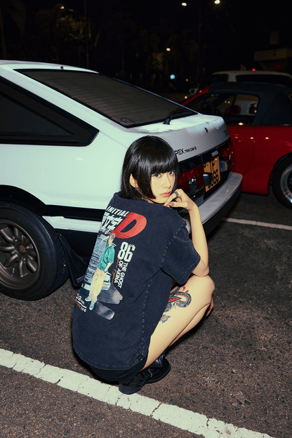 GROCERY | TARMAC | INITIAL D 86 vs FD WASHED GRAPHIC TEE/ FADED BLACK - GROGROCERY