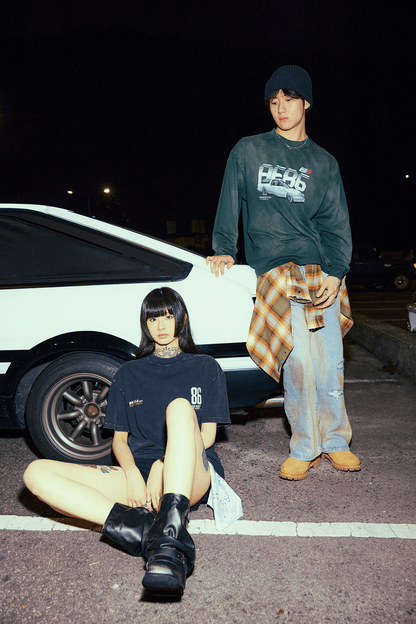 GROCERY | TARMAC | INITIAL D FUJIWARA TOFU SHOP AE86 WASHED LONG TOP/ FADED GREEN - GROGROCERY