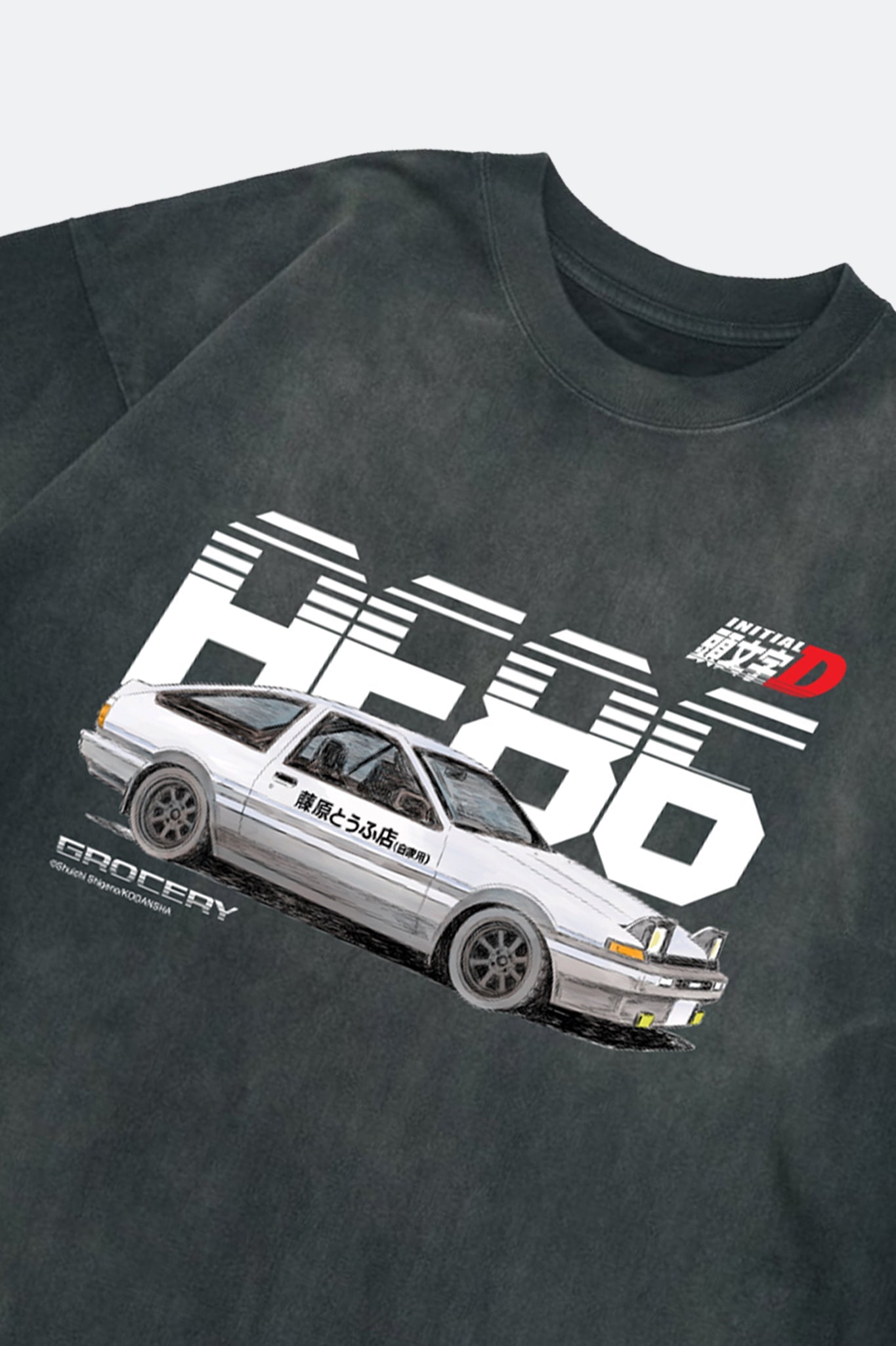 GROCERY | TARMAC | INITIAL D FUJIWARA TOFU SHOP AE86 WASHED LONG TOP/ FADED GREEN - GROGROCERY