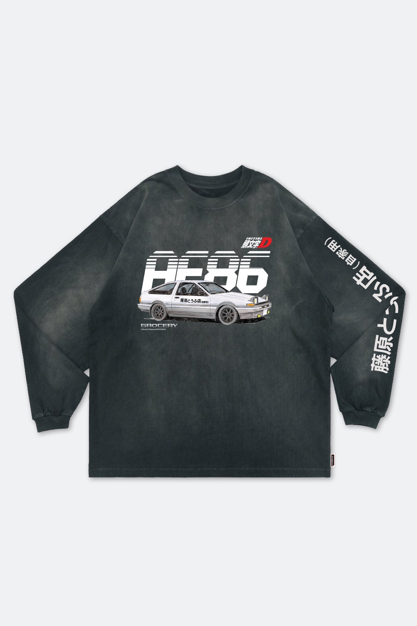 GROCERY | TARMAC | INITIAL D FUJIWARA TOFU SHOP AE86 WASHED LONG TOP/ FADED GREEN - GROGROCERY