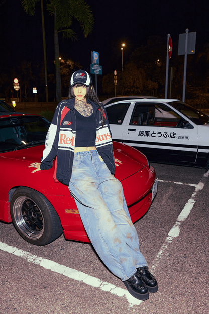GROCERY | TARMAC | INITIAL D REDSUNS REFLECTIVE RACING TRACK JACKET/ RED & BLACK - GROGROCERY