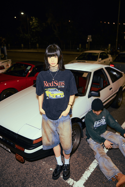 GROCERY | TARMAC | INITIAL D REDSUNS RX - 7 FD3S WASHED GRAPHIC TEE/ BLACK - GROGROCERY