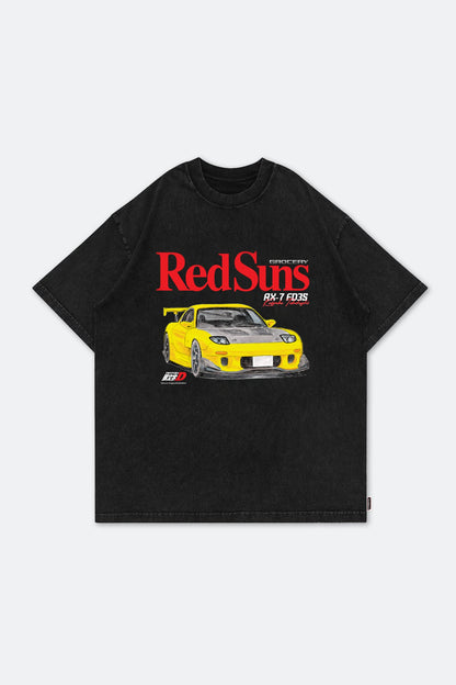 GROCERY | TARMAC | INITIAL D REDSUNS RX - 7 FD3S WASHED GRAPHIC TEE/ BLACK - GROGROCERY