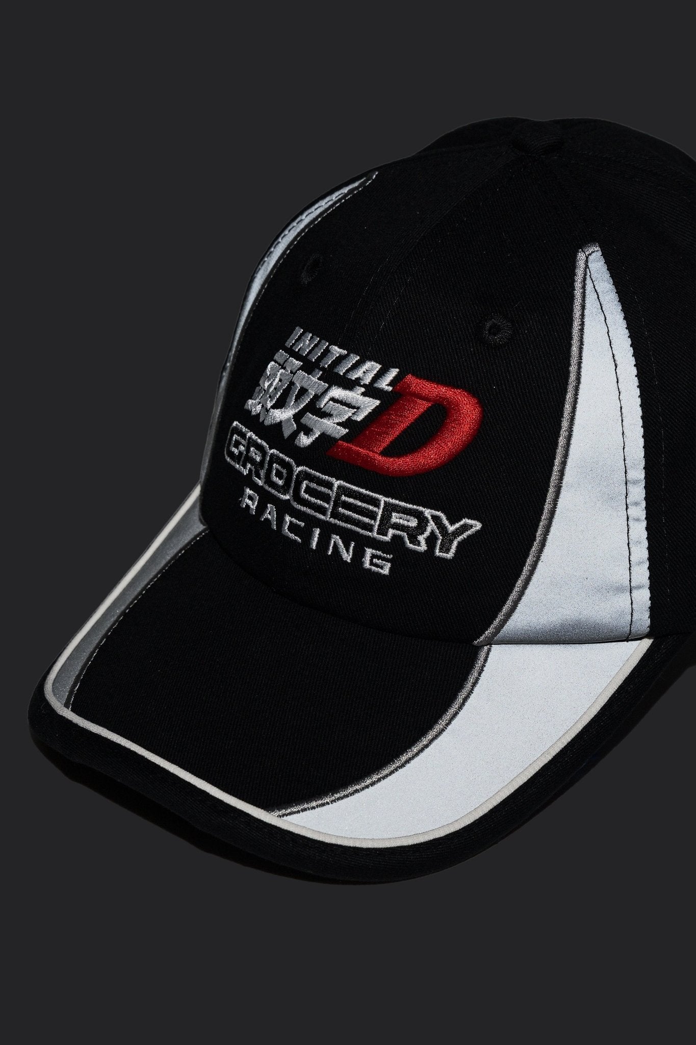 GROCERY | TARMAC | INITIAL D REFLECTIVE RACING PANEL CAP/ BLACK - GROGROCERY