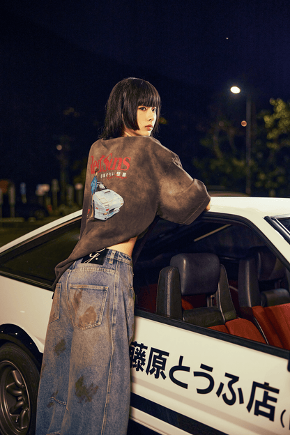 GROCERY | TARMAC | INITIAL D RYOSUKE TAKAHASHI RX - 7 WASHED GRAPHIC TEE/ FADED BROWN - GROGROCERY