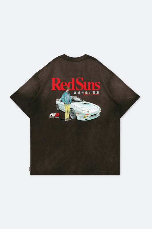 GROCERY | TARMAC | INITIAL D RYOSUKE TAKAHASHI RX - 7 WASHED GRAPHIC TEE/ FADED BROWN - GROGROCERY