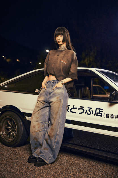 GROCERY | TARMAC | INITIAL D RYOSUKE TAKAHASHI RX - 7 WASHED GRAPHIC TEE/ FADED BROWN - GROGROCERY