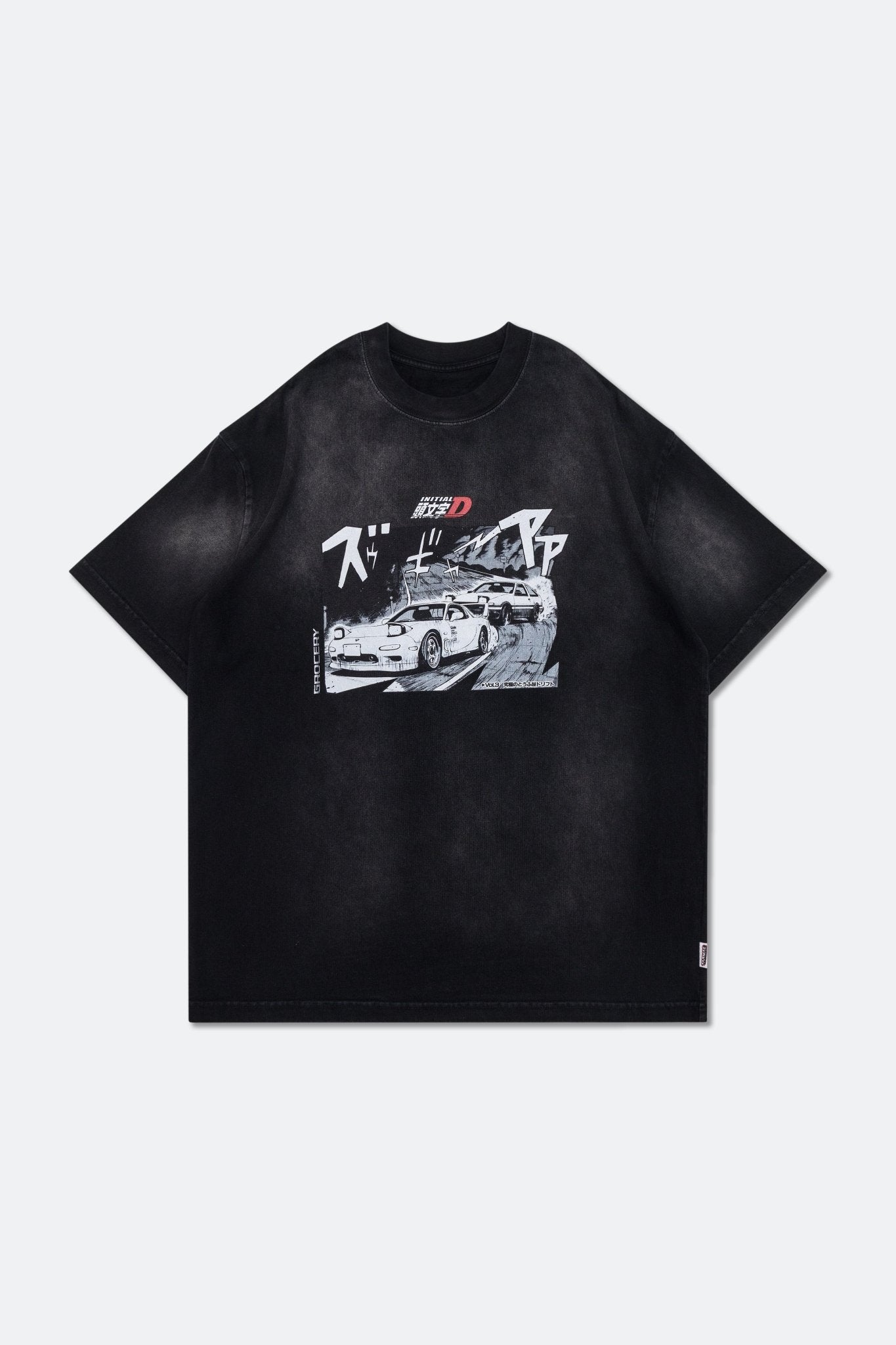 GROCERY | TARMAC | INITIAL D TAKUMI FUJIWARA AE86 WASHED GRAPHIC TEE / BLACK - GROGROCERY