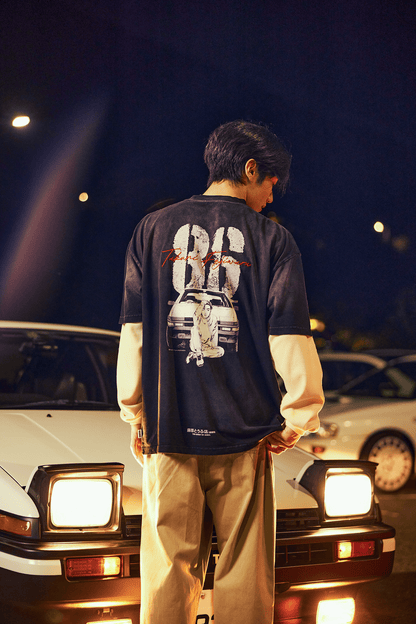 GROCERY | TARMAC | INITIAL D TAKUMI FUJIWARA AE86 WASHED GRAPHIC TEE / BLACK - GROGROCERY