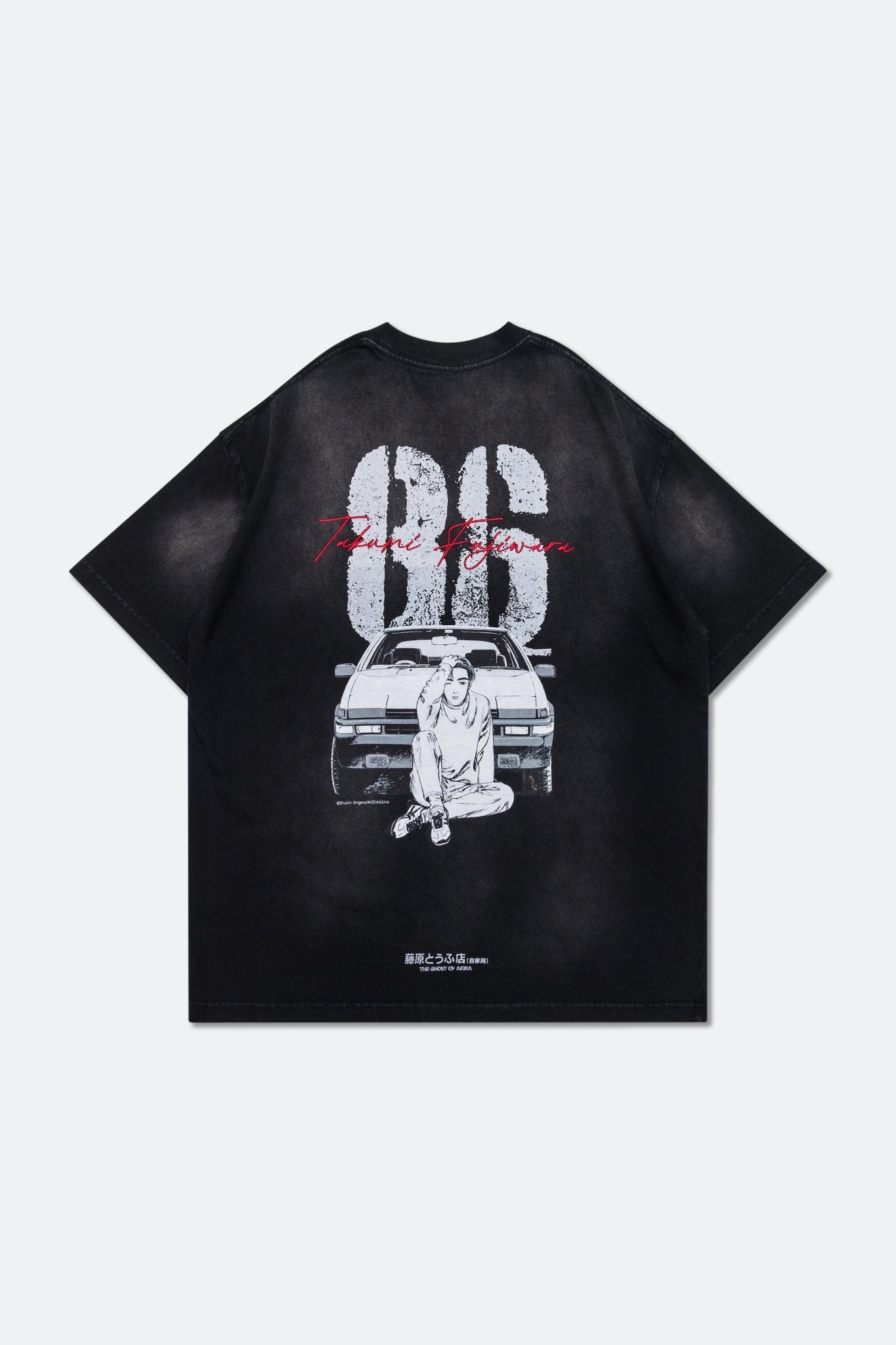 GROCERY | TARMAC | INITIAL D TAKUMI FUJIWARA AE86 WASHED GRAPHIC TEE / BLACK - GROGROCERY