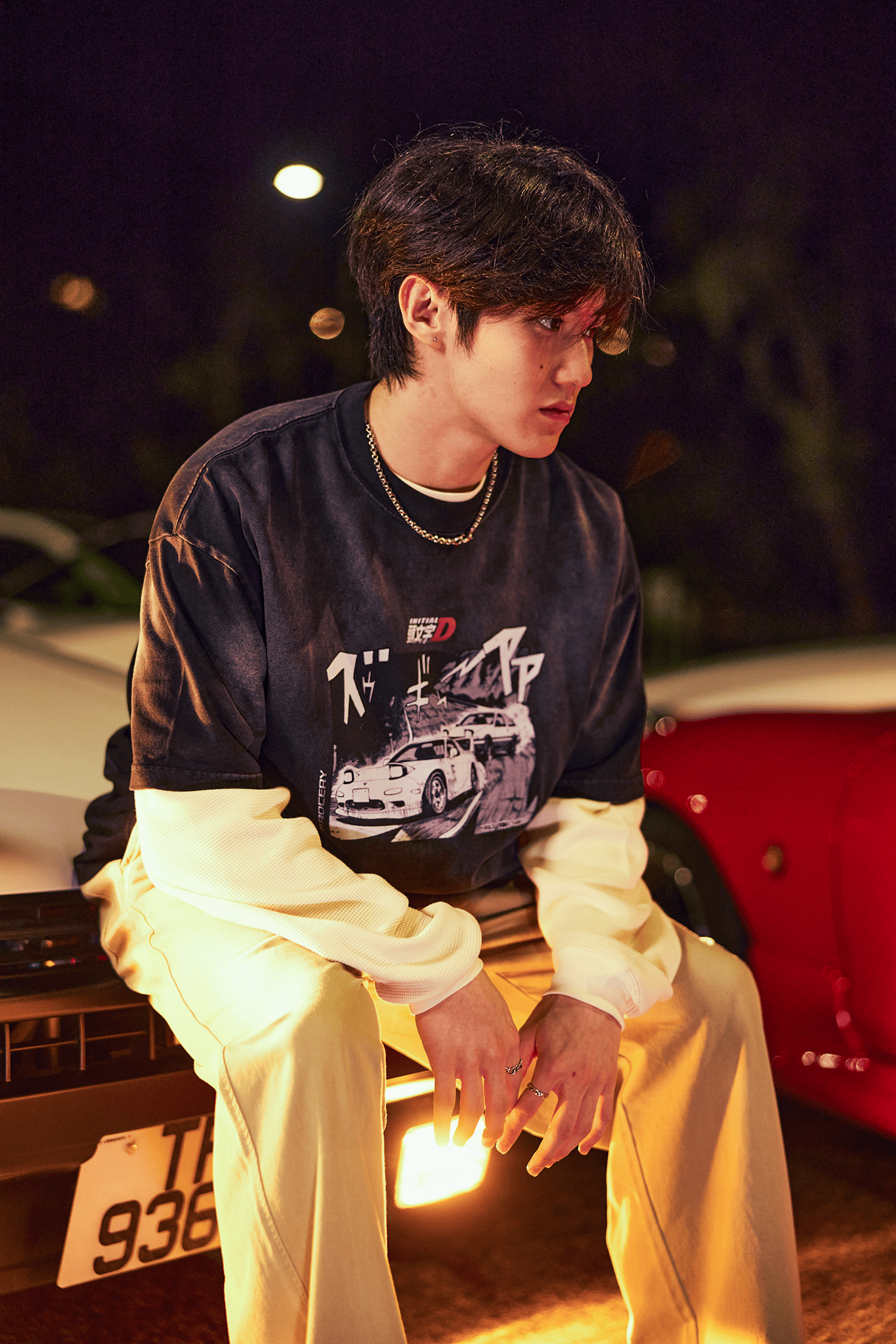 GROCERY | TARMAC | INITIAL D TAKUMI FUJIWARA AE86 WASHED GRAPHIC TEE / BLACK - GROGROCERY
