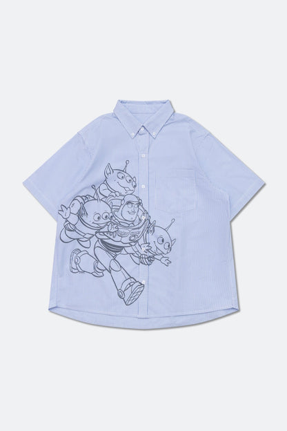 GROCERY | TARMAC | TOY STORY BUZZ & ALIENS STRIPE SHORT SLEEVE SHIRT/ BLUE - GROGROCERY