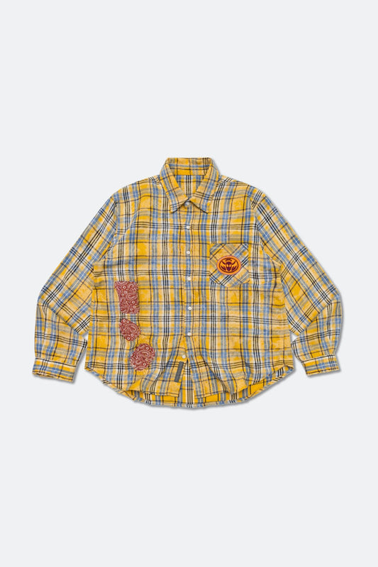 GROCERY | TARMAC | TOY STORY DESTROYED PATCHWORK CHECK SHIRT/ YELLOW