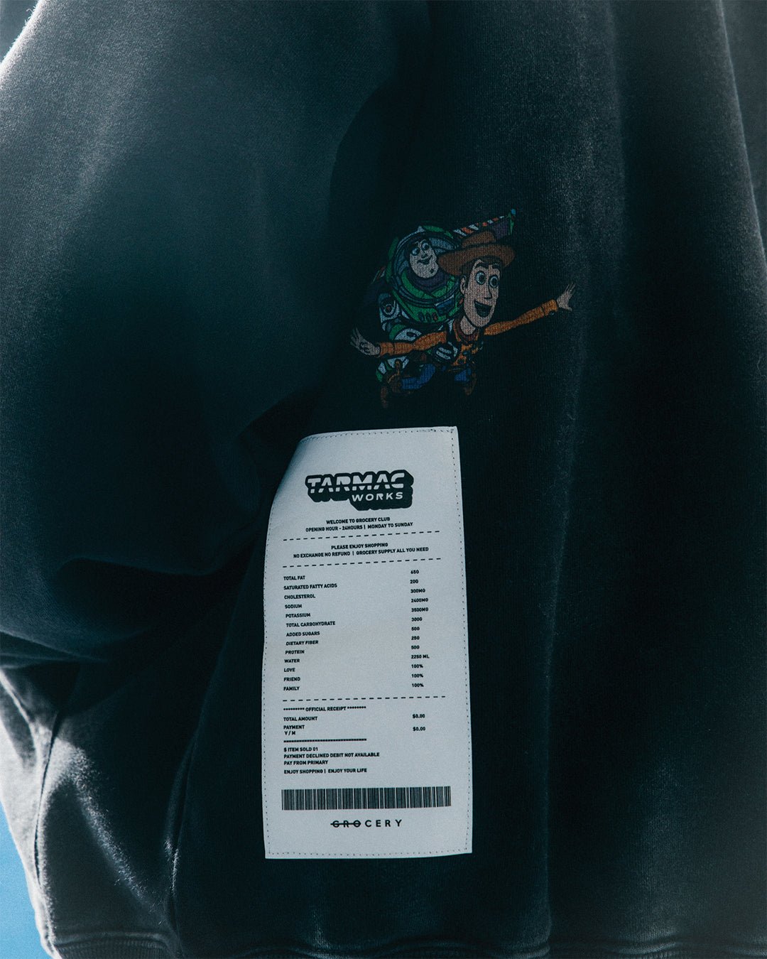 GROCERY | TARMAC | TOY STORY FADE WASHED BUZZ & WOODY HOODIE/ WASHED STEEL BLACK - GROGROCERY