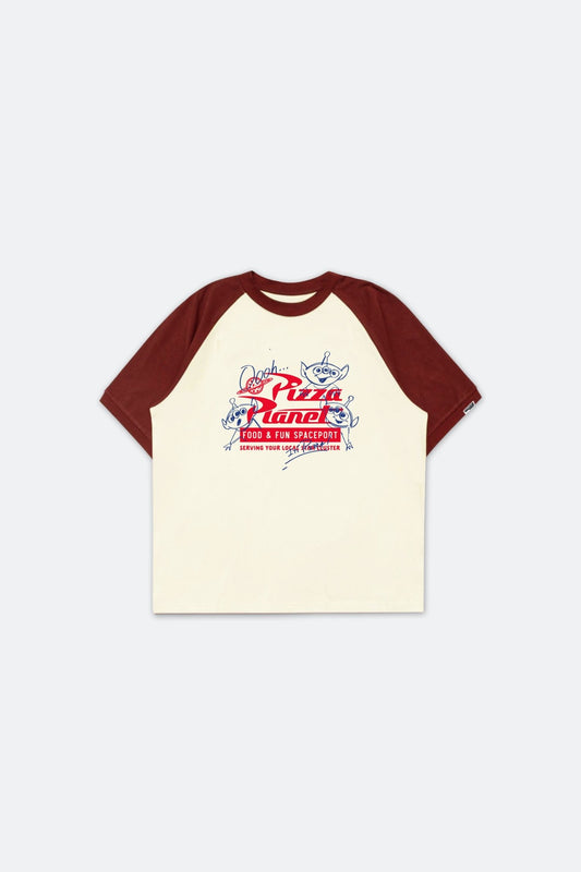 GROCERY | TARMAC | TOY STORY KIDS PIZZA PLANET HAND DRAWN RAGLAN TEE/ RED & IVORY - GROGROCERY