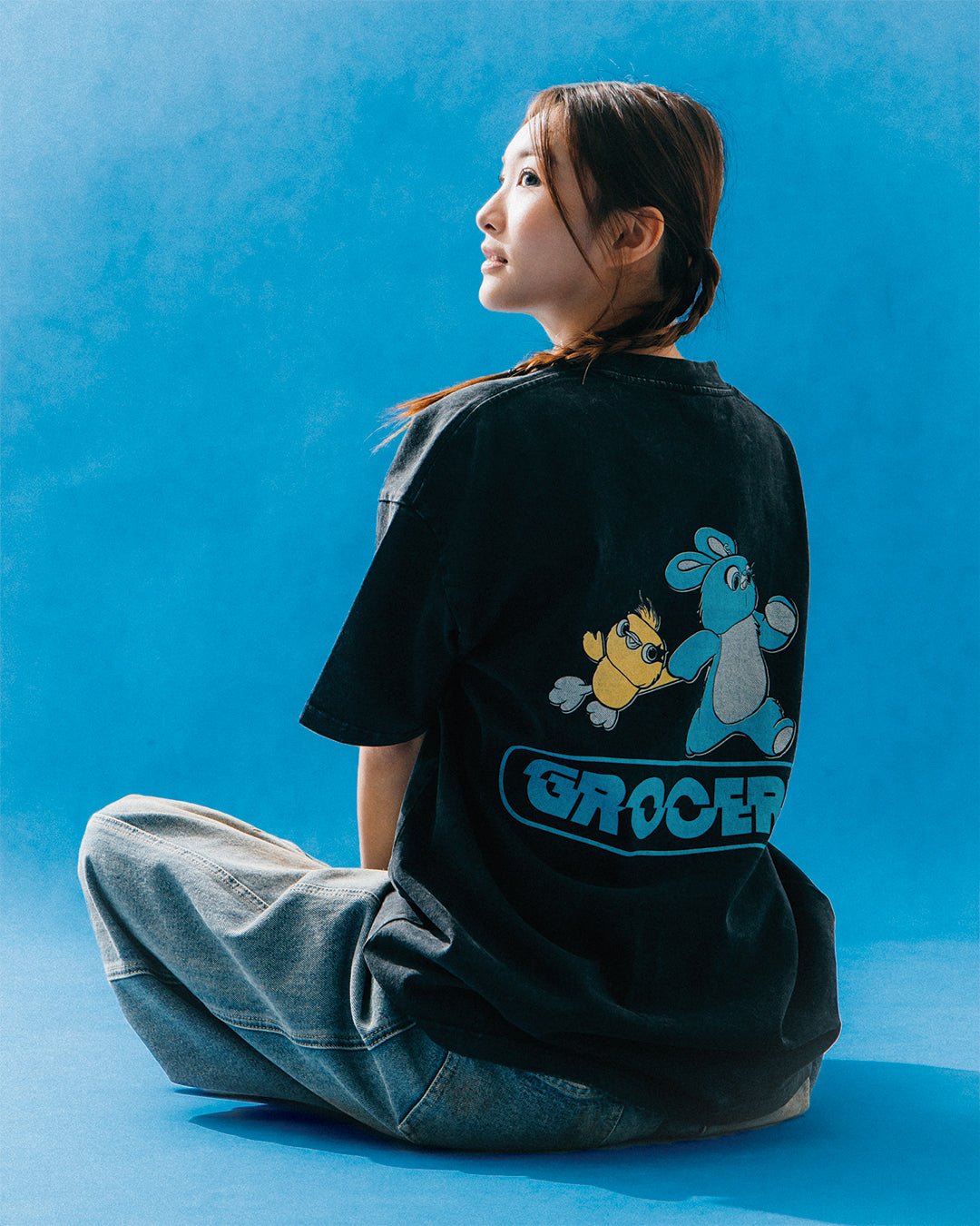 GROCERY | TARMAC | TOY STORY SNOW WASHED BUNNY AND DUCKY GRAPHIC TEE/ WASHED BLACK - GROGROCERY