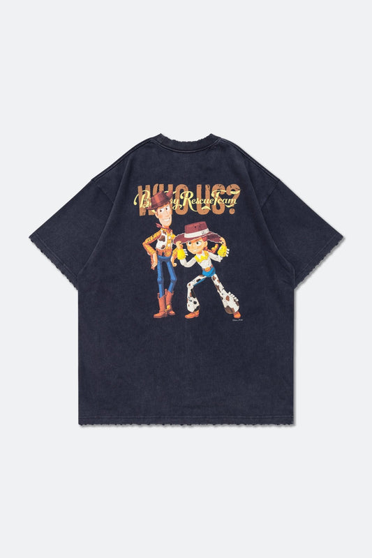 GROCERY | TARMAC | TOY STORY WOODY & JESSIE WASHED GRAPHIC BOXY TEE/ NAVY - GROGROCERY