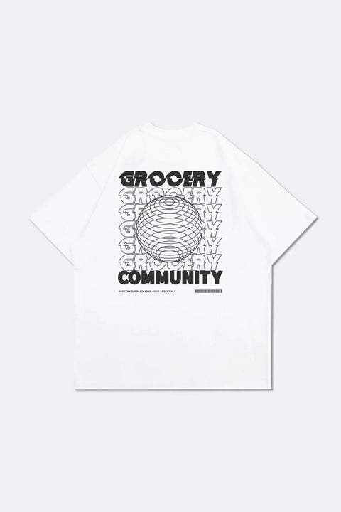 GROCERY TEE - 068 GROCOMMUNITY WORLD TEE/ WHITE - GROGROCERY