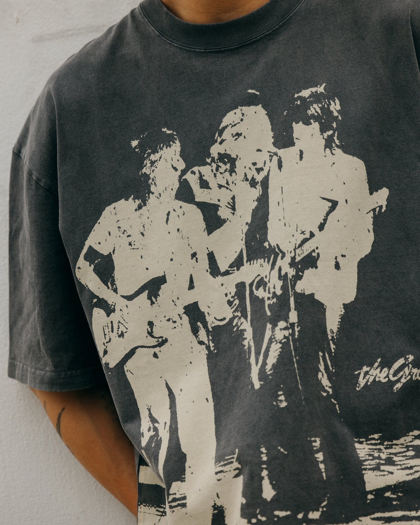 GROCERY TEE-073 LONG LIVE ROCK N ROLL TOUR TEE/ WASHED GREY - GROGROCERY