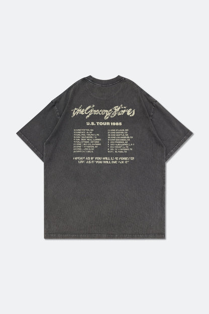 GROCERY TEE-073 LONG LIVE ROCK N ROLL TOUR TEE/ WASHED GREY - GROGROCERY