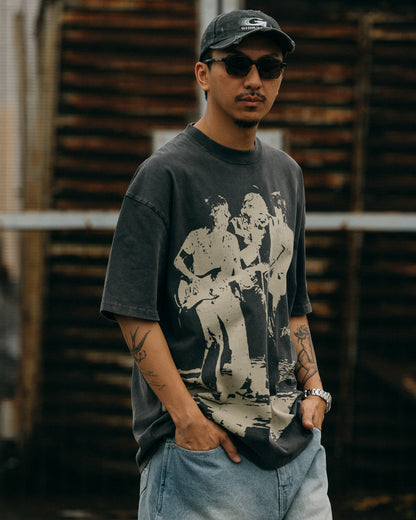 GROCERY TEE-073 LONG LIVE ROCK N ROLL TOUR TEE/ WASHED GREY - GROGROCERY