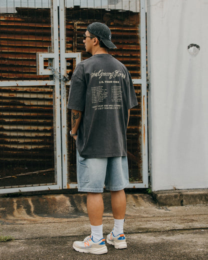 GROCERY TEE-073 LONG LIVE ROCK N ROLL TOUR TEE/ WASHED GREY - GROGROCERY