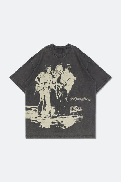 GROCERY TEE-073 LONG LIVE ROCK N ROLL TOUR TEE/ WASHED GREY - GROGROCERY