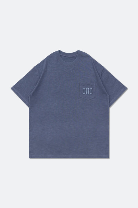 GROCERY TEE - 078 EMBROIDERY LOGO POCKET TEE/ DUSTY BLUE - GROGROCERY