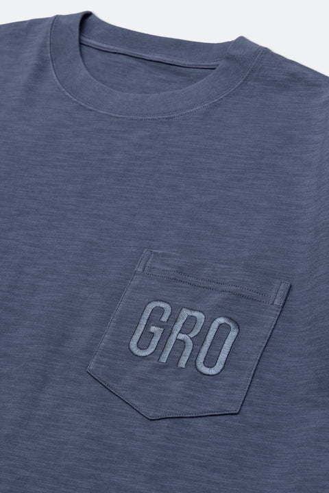 GROCERY TEE - 078 EMBROIDERY LOGO POCKET TEE/ DUSTY BLUE - GROGROCERY