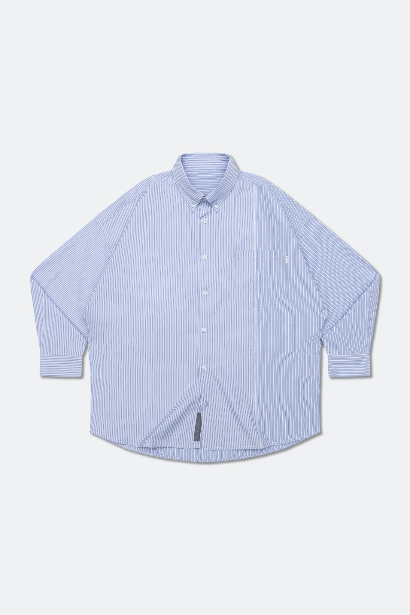 GROCERY TWO TONE PATCHWORK STRIPE SHIRT/ BLUE & WHITE - GROGROCERY