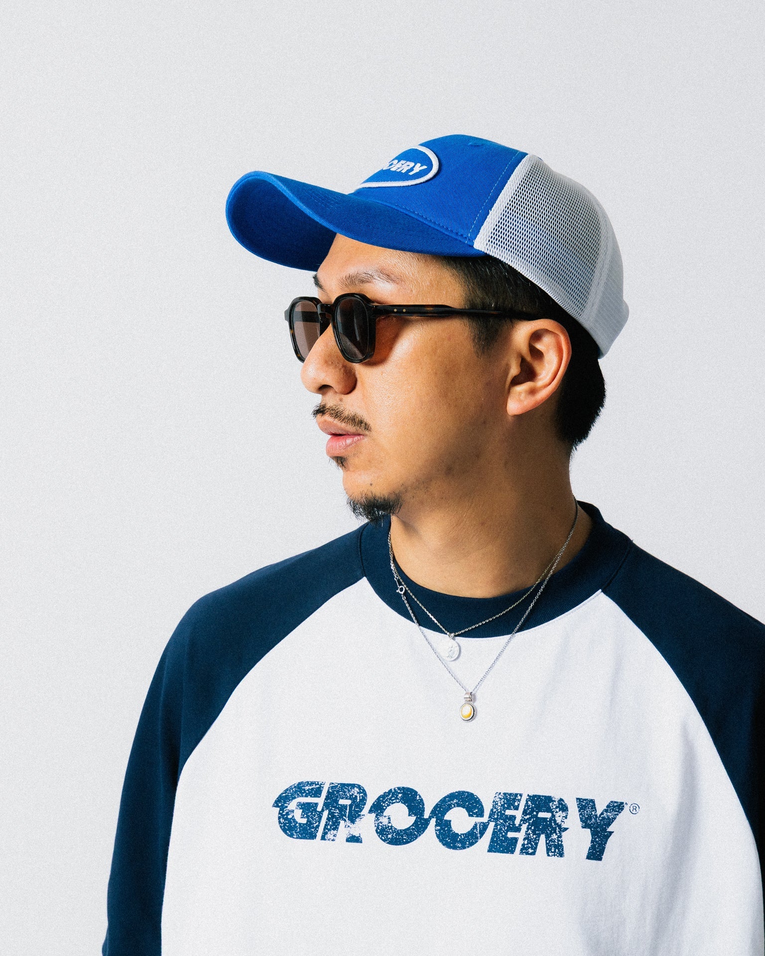 GROCERY TWO TONE TRUCKER CAP/ COBALT BLUE - GROGROCERY