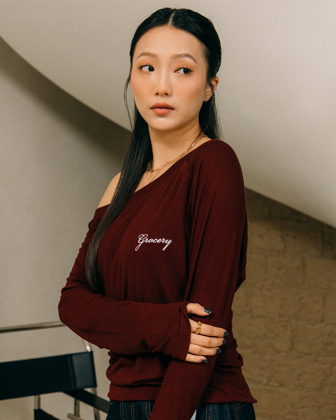 GROCERY TWO - WAY LONG TOP/ BURGUNDY - GROGROCERY