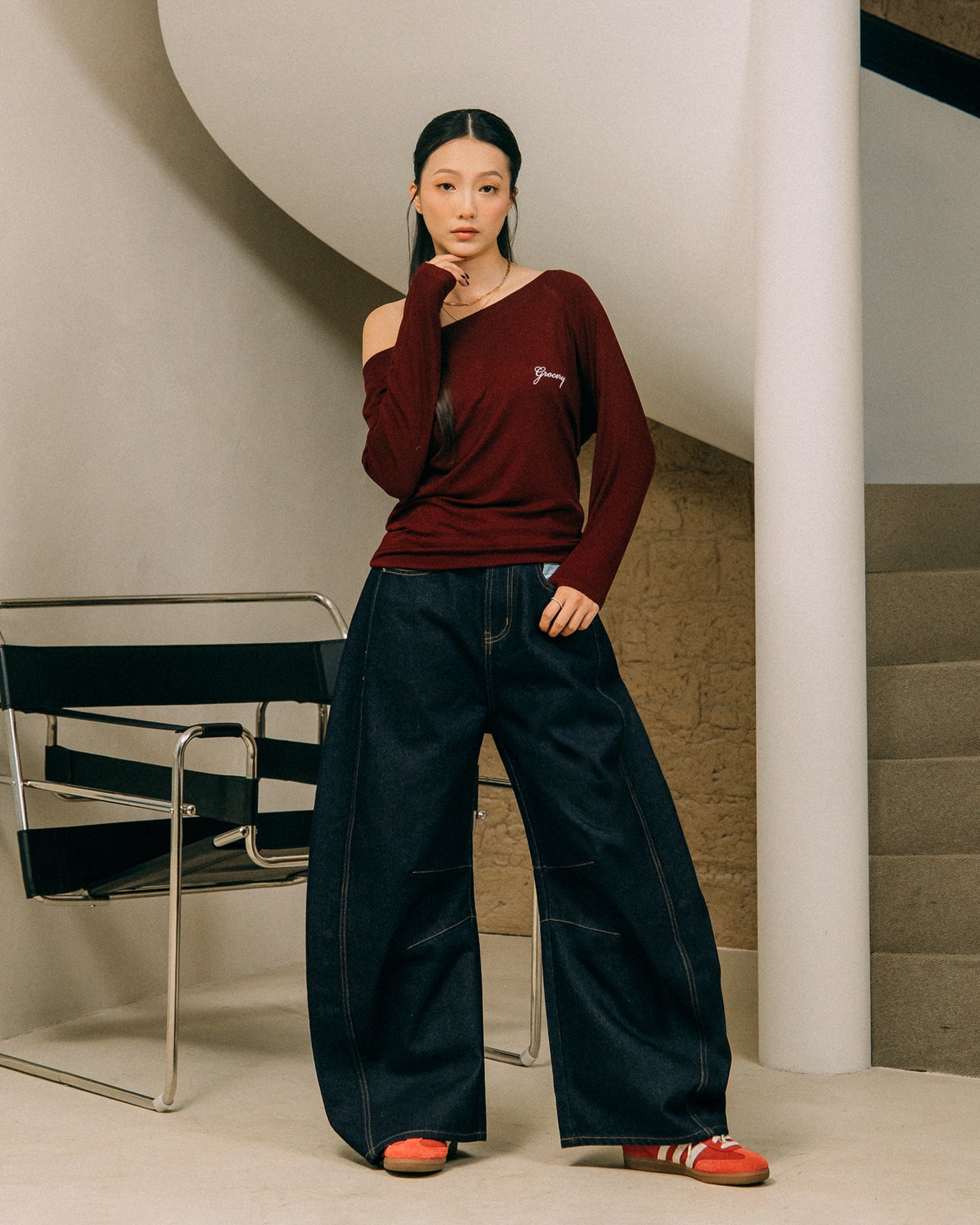 GROCERY TWO - WAY LONG TOP/ BURGUNDY - GROGROCERY