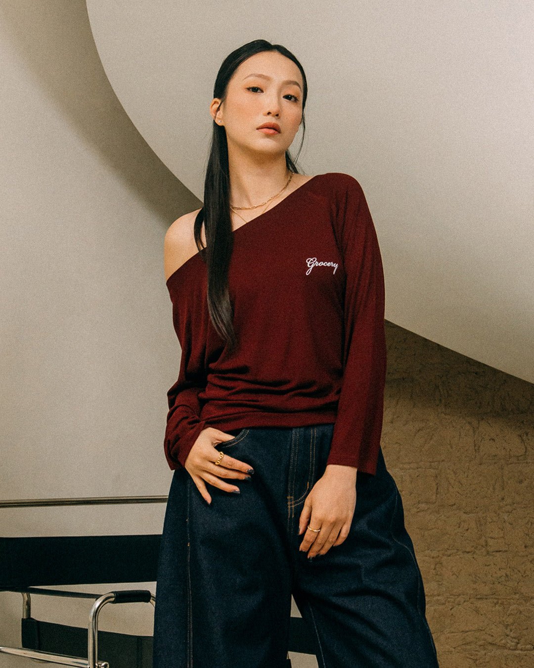 GROCERY TWO - WAY LONG TOP/ BURGUNDY - GROGROCERY