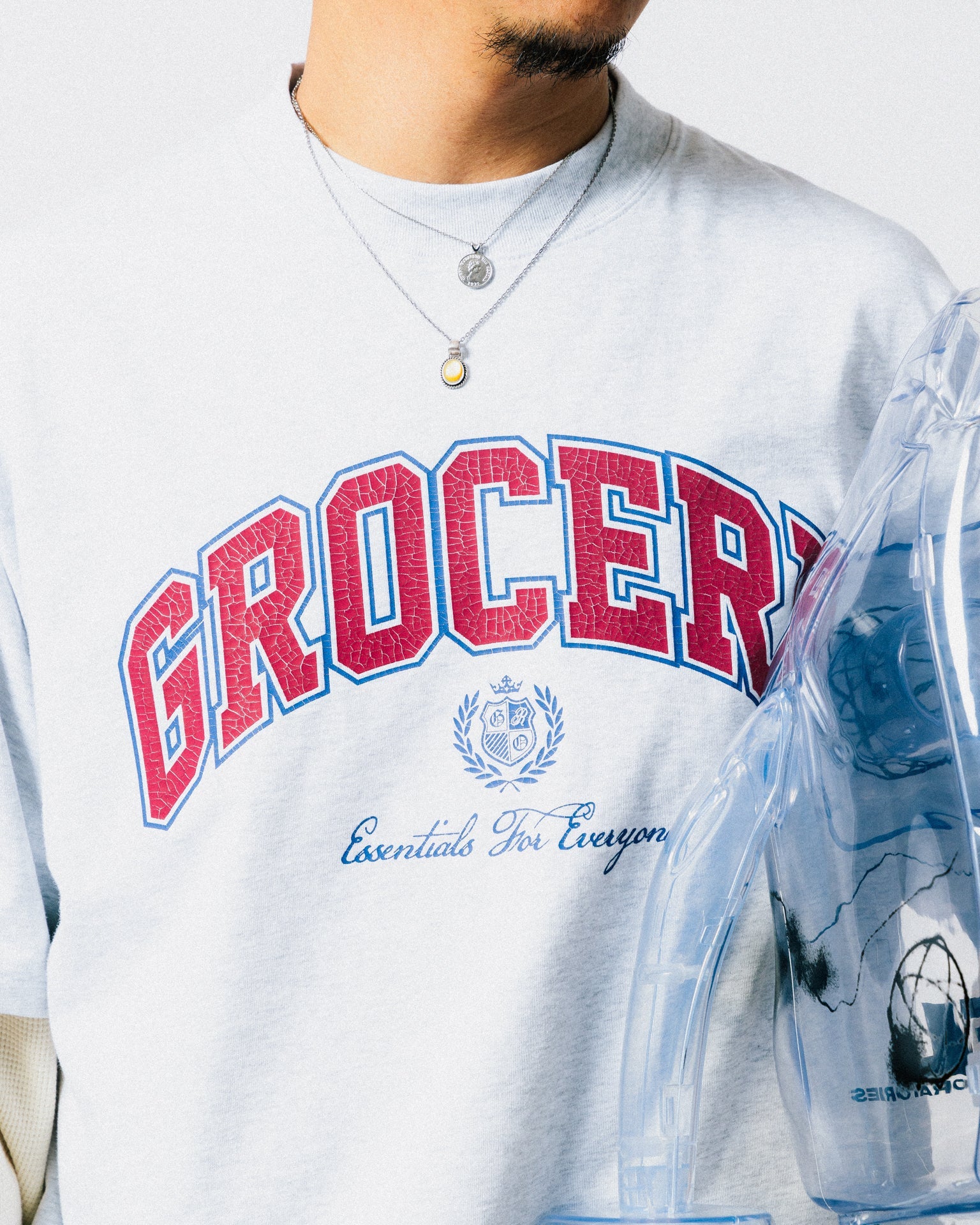 GROCERY VINTAGE COLLEGE LOGO BOXY TEE/ HEATHER GREY - GROGROCERY