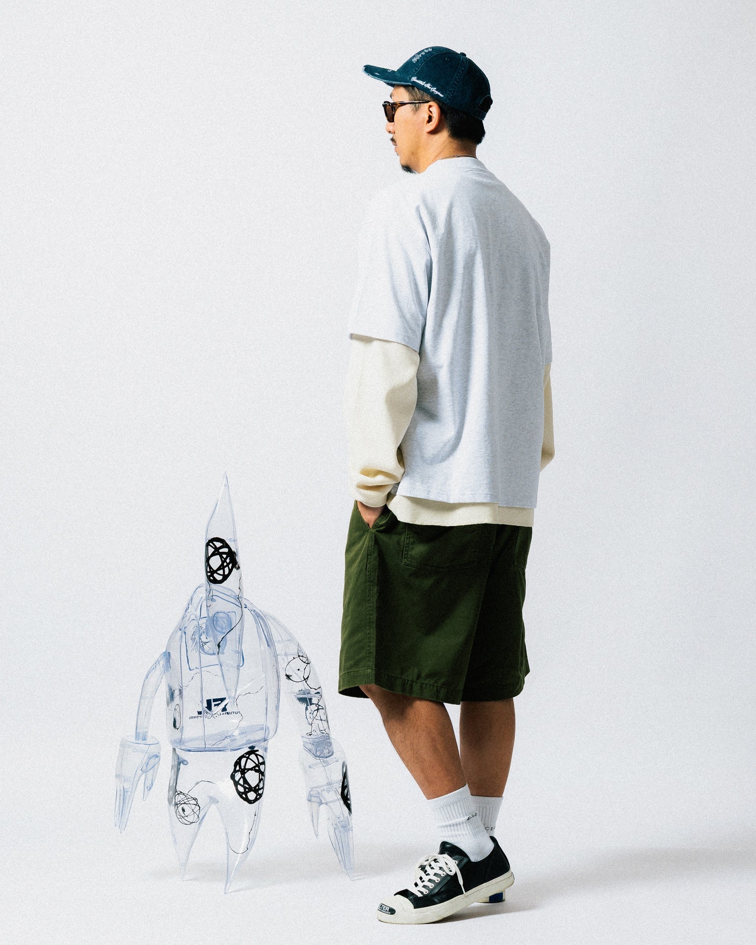 GROCERY VINTAGE COLLEGE LOGO BOXY TEE/ HEATHER GREY - GROGROCERY