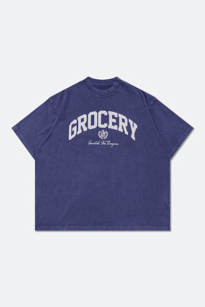 GROCERY VINTAGE COLLEGE LOGO WASHED BOXY TEE/ PURPLE - GROGROCERY