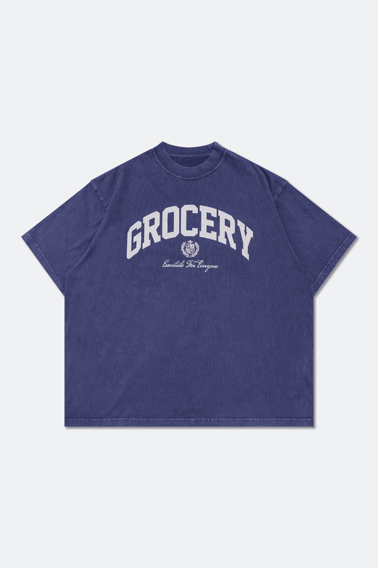 GROCERY VINTAGE COLLEGE LOGO WASHED BOXY TEE/ PURPLE - GROGROCERY