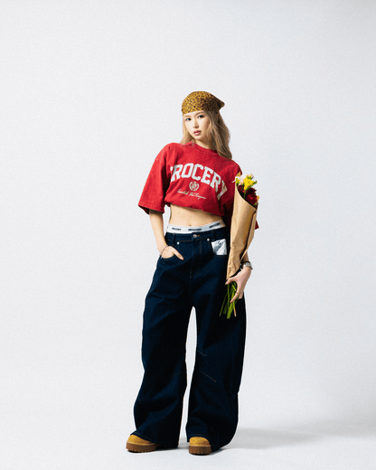 GROCERY VINTAGE COLLEGE LOGO WASHED BOXY TEE/ RED - GROGROCERY