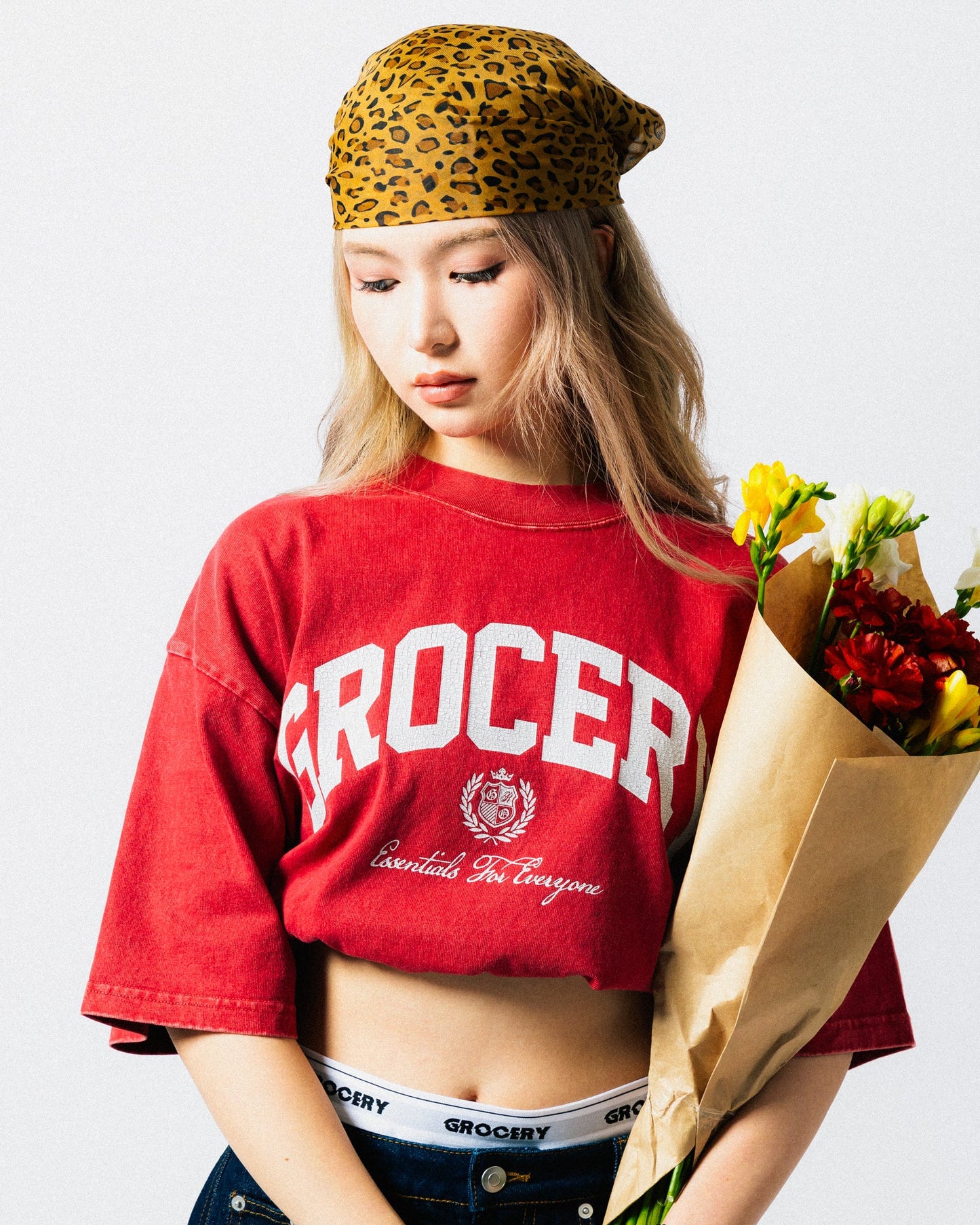 GROCERY VINTAGE COLLEGE LOGO WASHED BOXY TEE/ RED - GROGROCERY