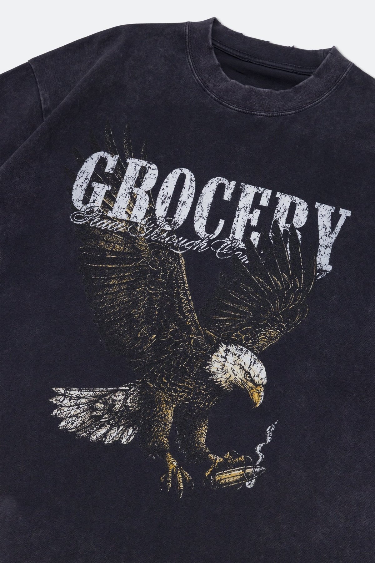 GROCERY VINTAGE EAGLE GRAPHIC WASHED BOXY TEE/ CHARCOAL - GROGROCERY