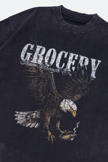 GROCERY VINTAGE EAGLE GRAPHIC WASHED BOXY TEE/ CHARCOAL - GROGROCERY